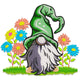 Spring Gnome with Flowers Embroidery Design, Instant Download