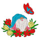 Spring Gnome with Flowers and Butterfly Embroidery Design, Instant Download