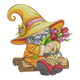 Spring Gnome with Tulips Embroidery Design, Instant Download
