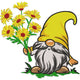 Spring Gnome with Yellow Flowers Embroidery Design, Instant Download