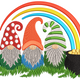St. Patrick's Day Gnome Trio with Rainbow Embroidery Design, Instant Download