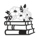 Stacked Books with Floral Arrangement Embroidery Design, Instant Download