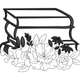 Stacked Books with Floral Line Art Embroidery Design, Instant Download