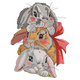 Stacked Bunnies with Bow Embroidery Design, Instant Download