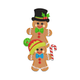 Stacked Gingerbread Men Candy Cane Embroidery Design, Instant Download