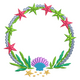 Starfish Seashell Wreath Frame Embroidery Design, Instant Download