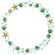 Starfish and Seashell Oval Frame Embroidery Design, Instant Download