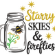 Starry Skies & Fireflies Mason Jar Embroidery Design, Instant Download