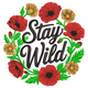 Stay Wild Floral Wreath Embroidery Design, Instant Download