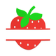Strawberry Split Applique Embroidery Design, Instant Download