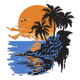 Tropical Sunset Embroidery Design, Palm Tree Pattern, Instant Download