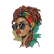 Stylish African Woman with Dreadlocks Embroidery Design, Instant Download