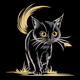 Stylish Black Cat Embroidery Design, Sketch Cat Machine Embroidery Pattern, Instant Download
