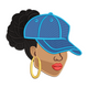 Stylish Black Woman with Cap Embroidery Design, Instant Download