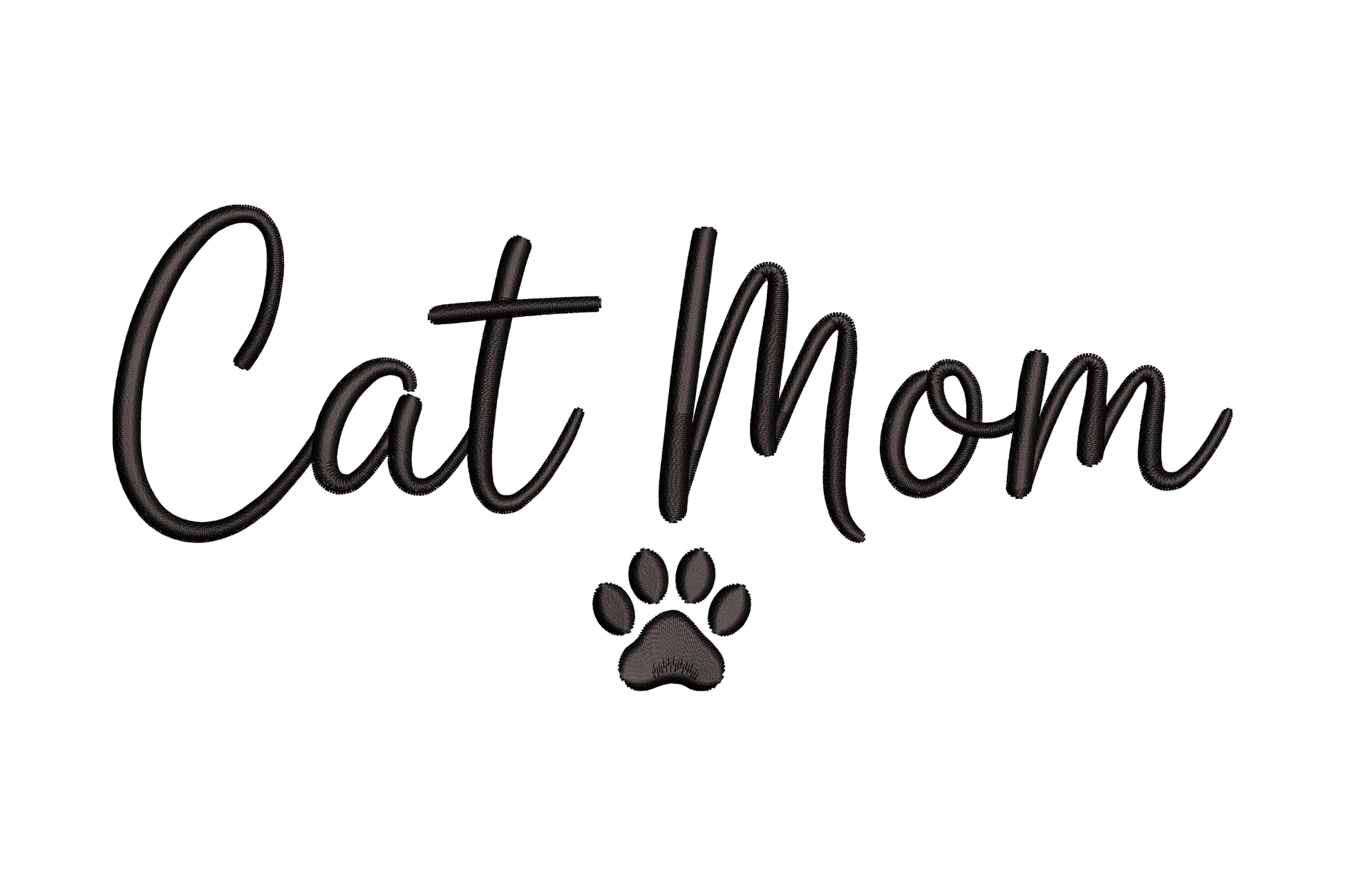Text 'Cat Mom' with a paw print embroidery design