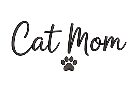 Text 'Cat Mom' with a paw print embroidery design