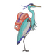 Stylish Heron with Backpack Embroidery Design, Bird Machine Embroidery Pattern, Instant Download