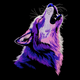Stylish Howling Wolf Embroidery Design, Instant Download