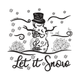 Stylish Let It Snow Snowman Embroidery Design, Instant Download