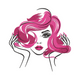 Stylish Woman Face Embroidery Design, Pink Hair Glamour Portrait, Instant Download