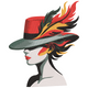 Stylish Woman with Red Hat Embroidery Design, Instant Download
