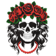 Sugar Skull Lady with Red Roses Embroidery Design, Instant Download