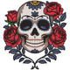 Sugar Skull Rose Embroidery Design, Day of the Dead Machine Embroidery Pattern, Instant Download