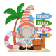 Summer Beach Gnome Embroidery Design, Machine Embroidery Pattern, Instant Download