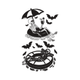 Summer Skeleton Floating Tube Embroidery Design, Instant Download