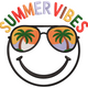Summer Vibes Smiley with Sunglasses Embroidery Design, Machine Embroidery Pattern, Instant Download