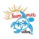 Summer Vibes Turtle Embroidery Design, Instant Download