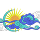 Sun, Moon & Swirling Clouds Embroidery Design, Instant Download