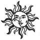 Sun and Moon Face Line Art Embroidery Design, Instant Download