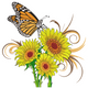 Sunflower Bouquet with Monarch Butterfly Embroidery Design, Instant Download