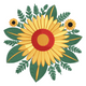 Sunflower Floral Bouquet Embroidery Design, Bold Color Fill, Instant Download