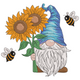 Sunflower Gnome Embroidery Design, Summer Garden Gnome Machine Embroidery Pattern, Instant Download