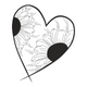 Sunflower Heart Line Art Embroidery Design, Floral Love Machine Embroidery Pattern, Instant Download