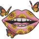 Sunflower Lips with Butterflies Embroidery Design, Instant Download