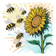 Sunflower and Bee Embroidery Design, Farmhouse Floral Pattern, Instant Download