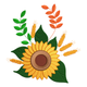 Sunflower Wheat Embroidery Design, Rustic Fall Farmhouse Pattern, Instant Download