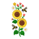 Sunflowers and Bees Embroidery Design, Machine Embroidery Pattern, Instant Download