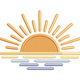Sunrise Over Water Embroidery Design, Sun Rising Over Waves Pattern, Instant Download