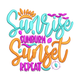 Sunrise Sunburn Sunset Repeat Embroidery Design, Instant Download