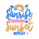 Sunrise Sunburn Sunset Repeat Embroidery Design V2, Instant Download