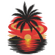 Sunset Beach Palm Tree Embroidery Design, Instant Download