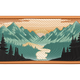 Sunset Mountain Landscape Embroidery Design, Instant Download