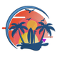 Sunset Surfboard Island Embroidery Design, Instant Download