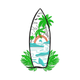 Surfboard Tropical Beach Scene Embroidery Design, Instant Download