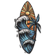 Surfboard Wave and Palm Sunset Embroidery Design, Instant Download