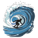 Surfer Wave Embroidery Design, Instant Download
